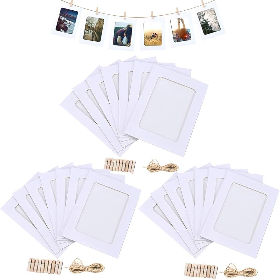 Hanging Paper Frames with Clips, White, 10pc #RAW4031