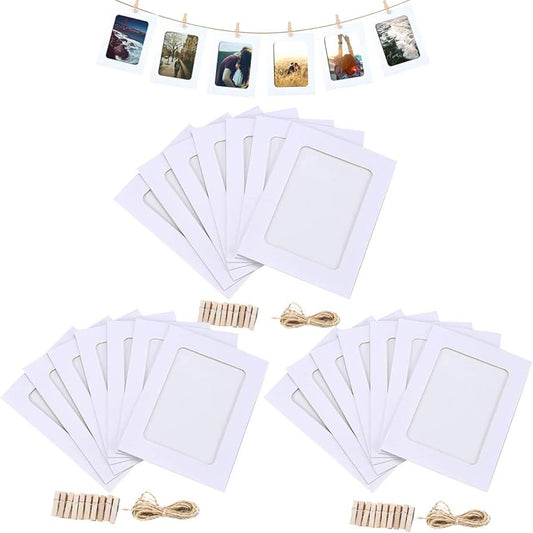 Hanging Paper Frames with Clips, White, 10pc #RAW4031