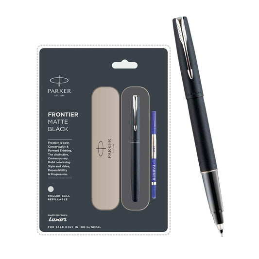 Parker Frontier Matte Black Pen, Chrome Trim #145
