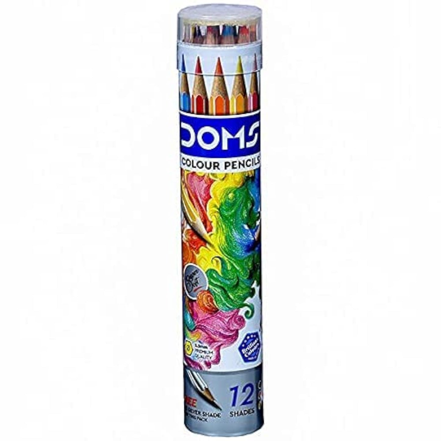 Doms Colour Pencils Super Soft 172mm, Round Tin, 12+1 Shades