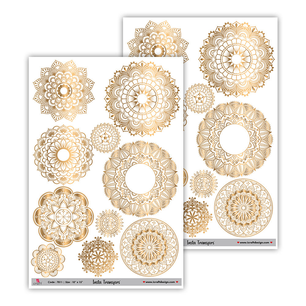 Golden mandala water transfer sticker sheet 10x15 inches