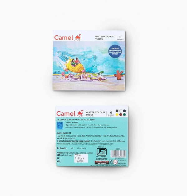 Camel water colour tubes set, six vibrant shades
