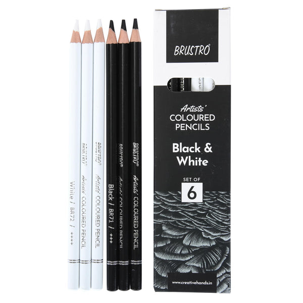 Brustro black and white coloured pencil set of 6