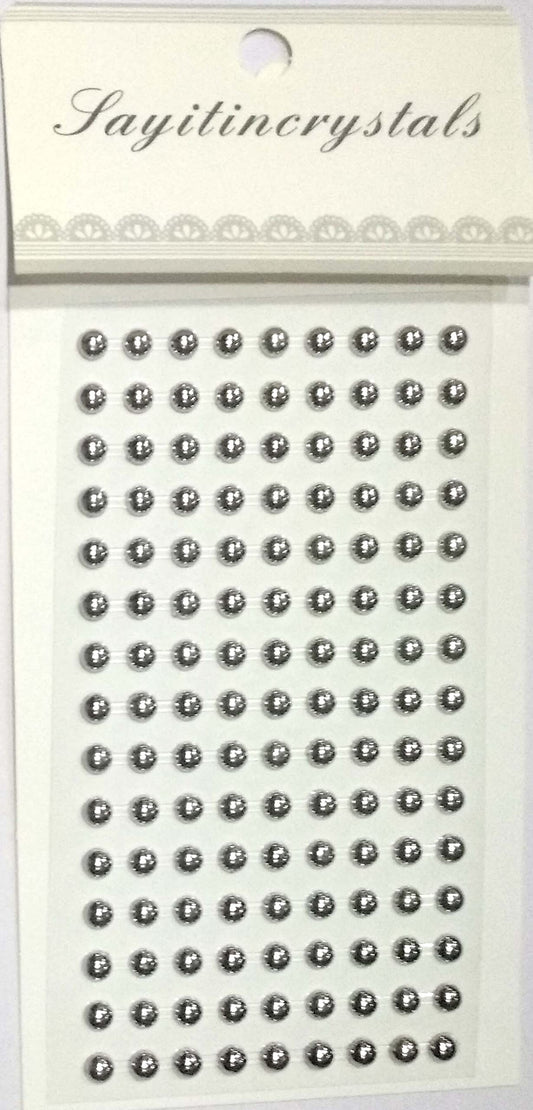 Kundan Stickers, Silver, 5mm