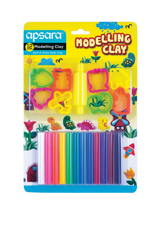 Apsara modelling clay pack showing 12 colourful clay shades