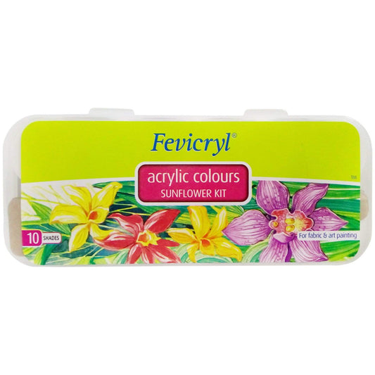 Fevicryl Acrylic Colours Sunflower Kit, 15ml x 10 Shades