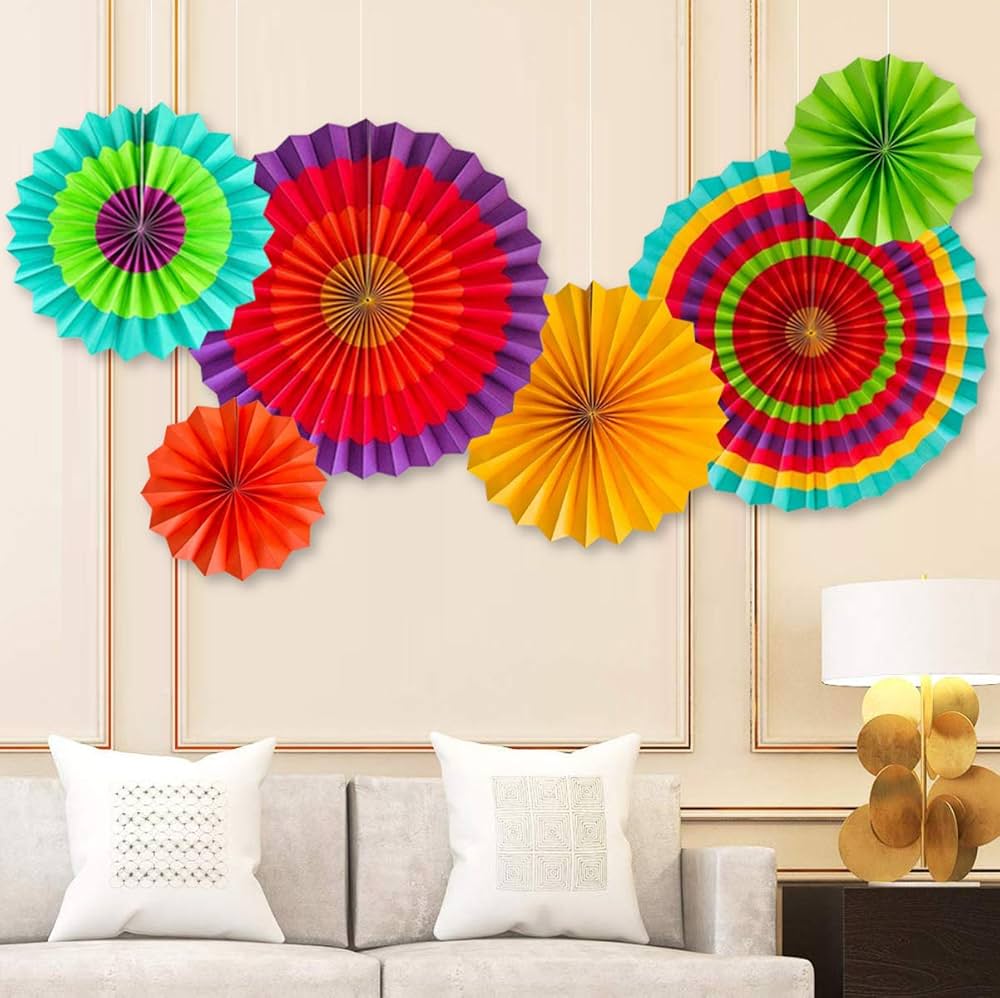 LD Decoration Paper Fans Backdrop 6pc, Multi