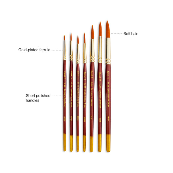 Camel Series 66 round synthetic gold brush set of 7
