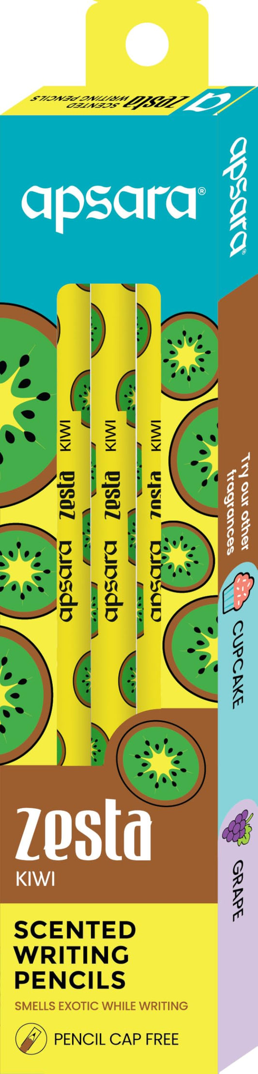 Apsara Zesta scented pencils, Kiwi fragrance, pack of 10