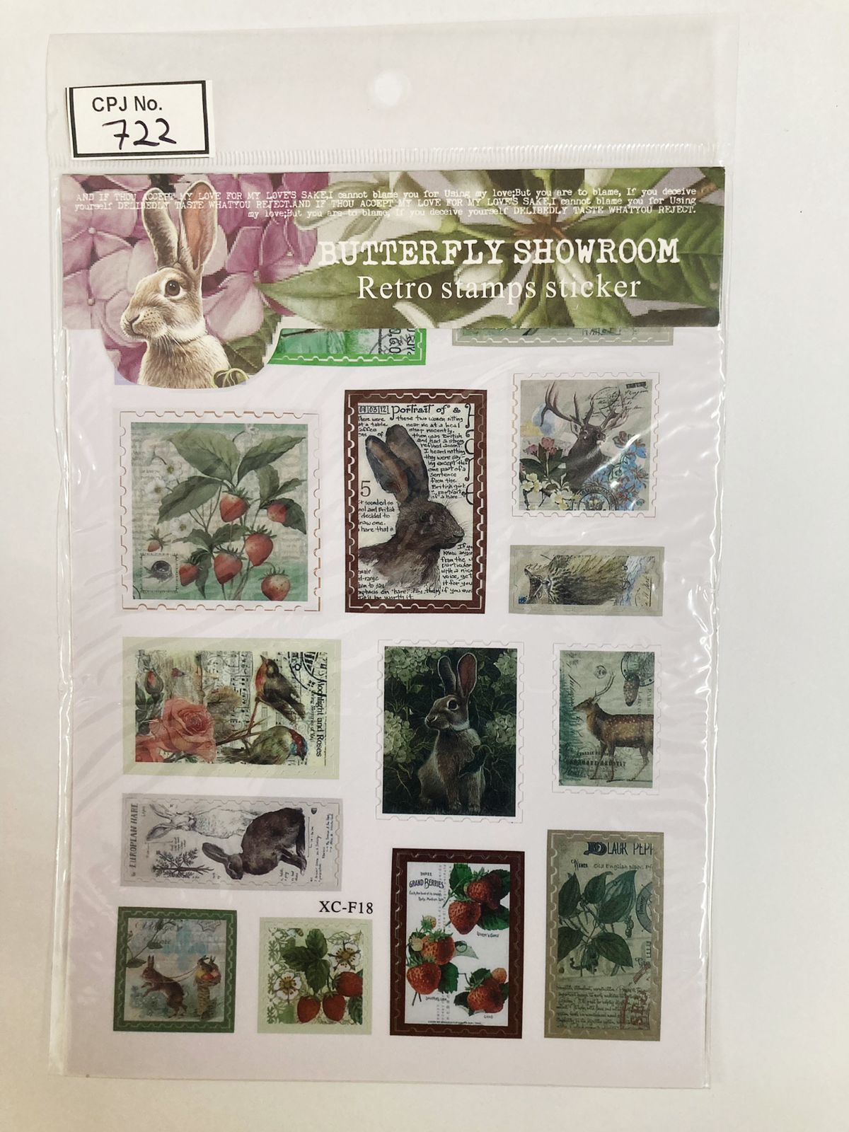 Stickers Butterfly Showroom Retro Stamps, 2 Sheets #XCF17-18