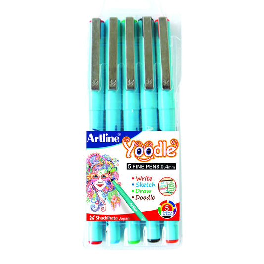 Artline Yoodle Fine Pens 0.4mm, 5 Shades