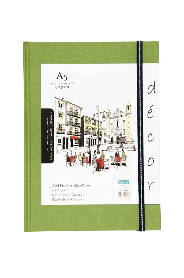 Scholar Decor A5 sketchbook 150gsm cover on plain background