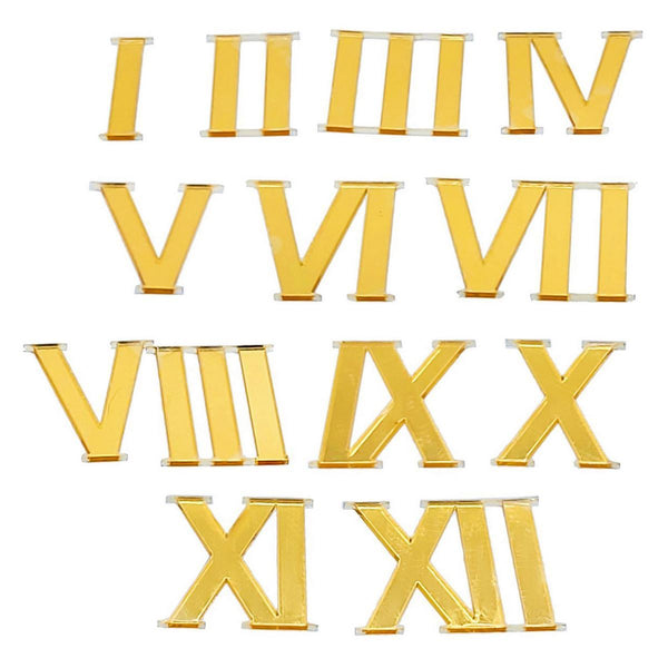 Gold acrylic Roman numerals, 12 piece full set for clocks