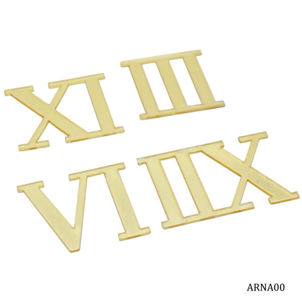 Gold acrylic Roman numerals, 4 piece set for clock dials