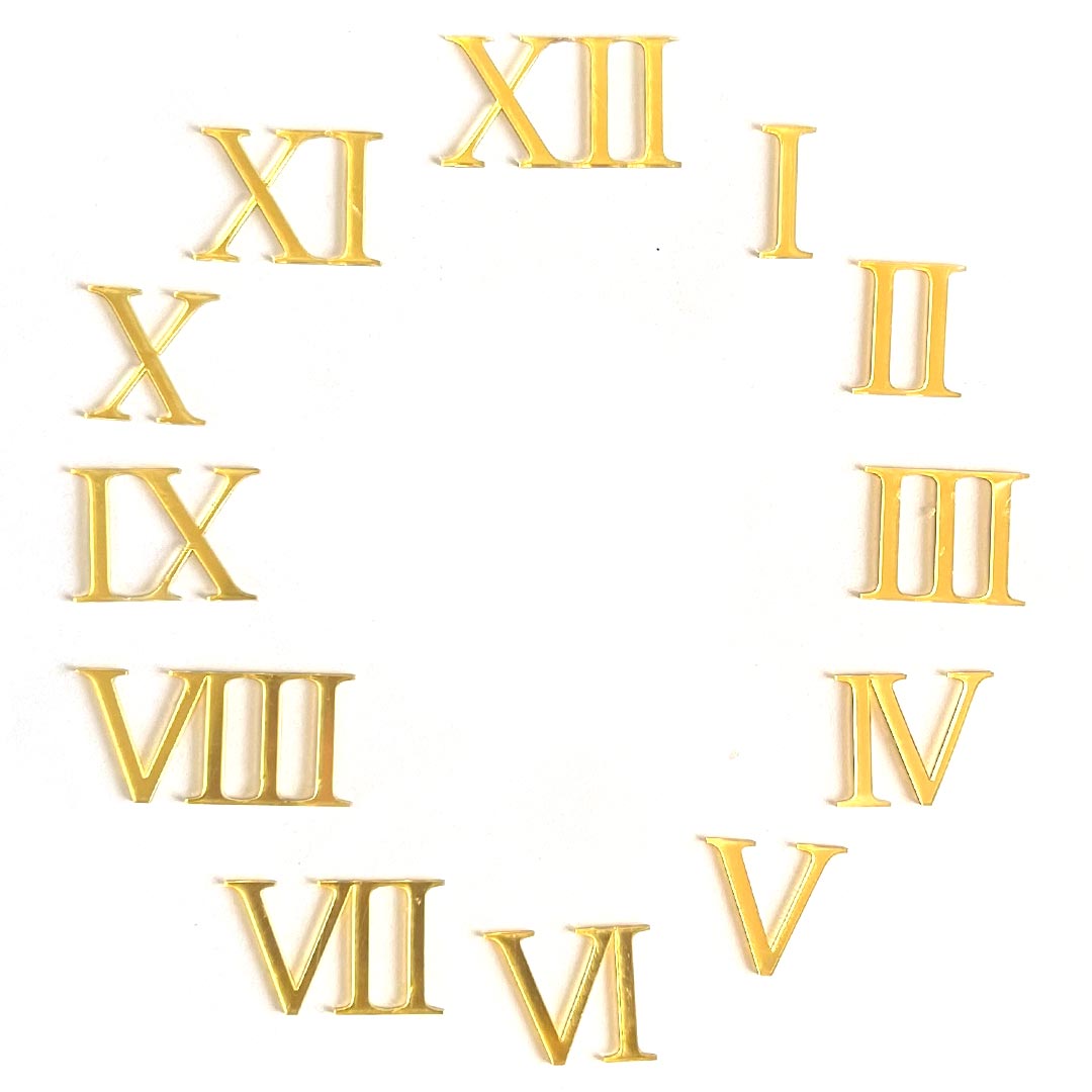 Acrylic Clock Numbers 1inch, Roman, Golden #CARNG1