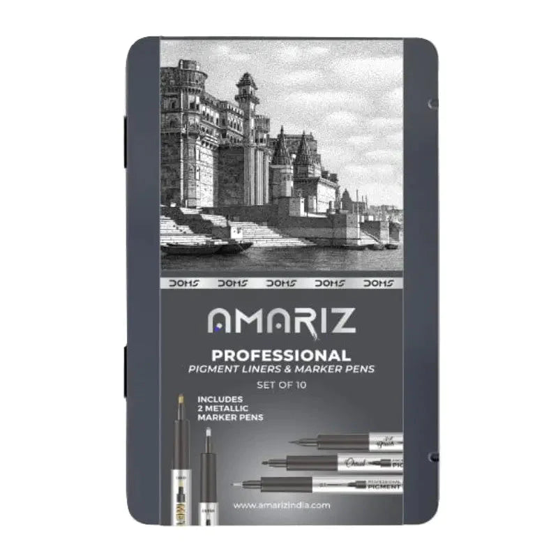 Doms Amariz Professional Pigment Liners & Marker Pens, 10 Pc