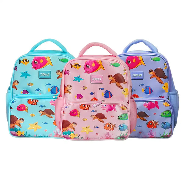 Doms school bag in Aqua Lavender colour for kids