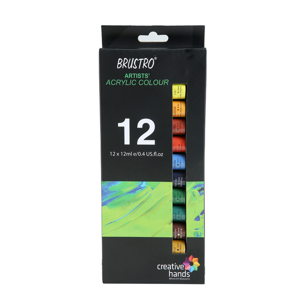 Brustro acrylic colour paint set, 12 shades, 12ml tubes