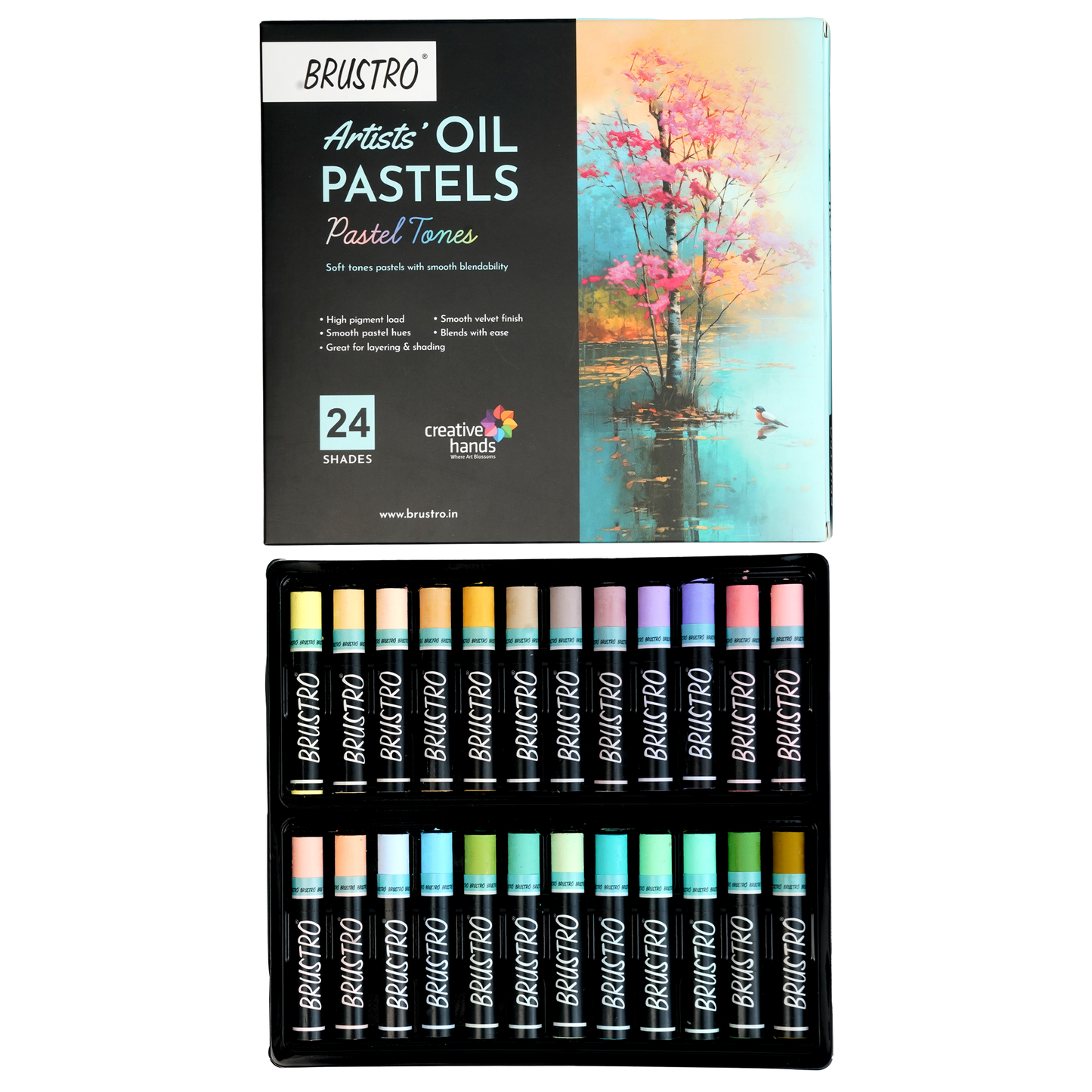 Brustro Artists Oil Pastels, Pastel Tones, 24 Shades