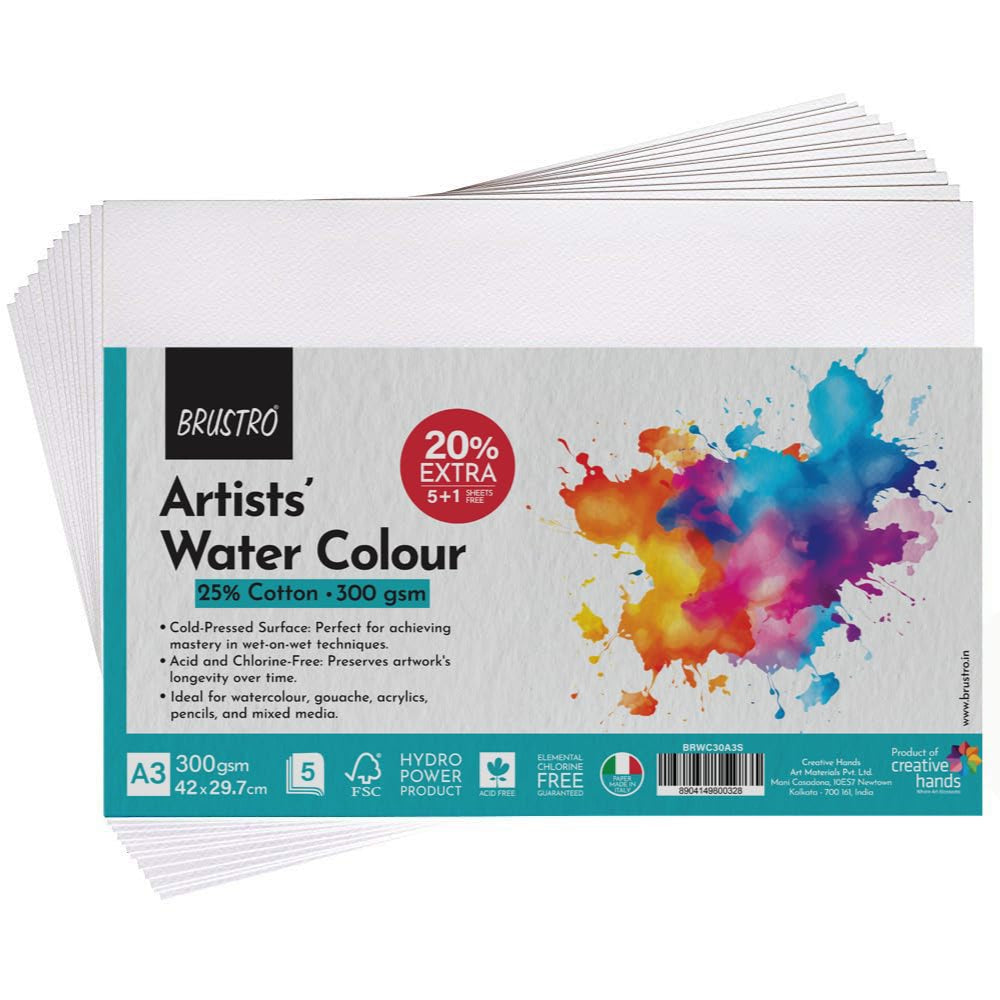 Brustro 300gsm A3 cold pressed watercolour paper sheets