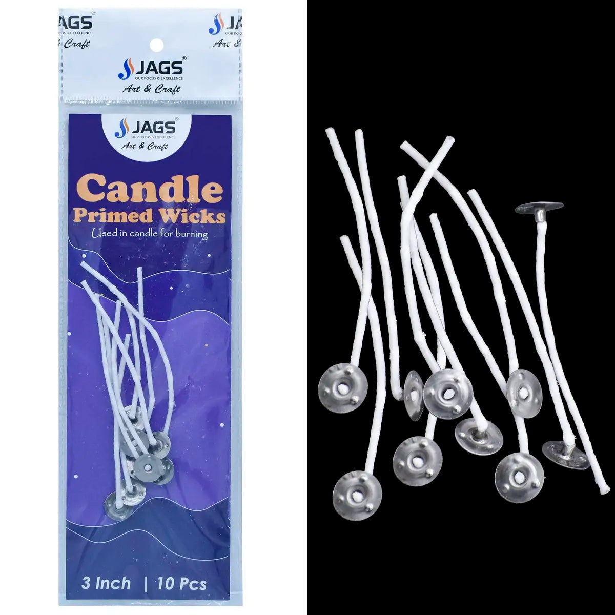 Jags Primed Candle Wicks 3 inches, 10pc #CPWW00