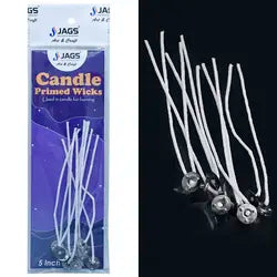 Pack of ten primed cotton candle wicks, five inches long