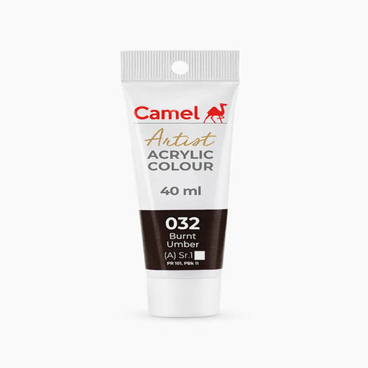 Camel Artist Acrylic Colour Tube 40ml, Series 1, Burnt Umber-032