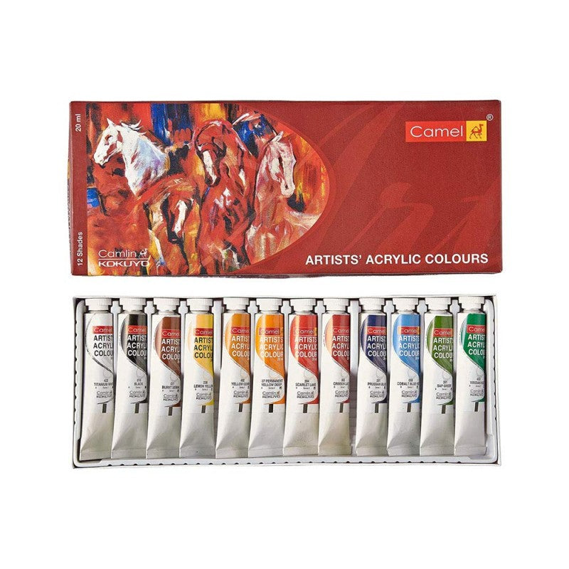 Camel Artist Acrylic Colours Set, 20ml x 12 Shades