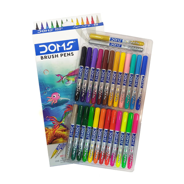 Doms Super Soft Brush Pens set with flexible brush tips, 26 shades