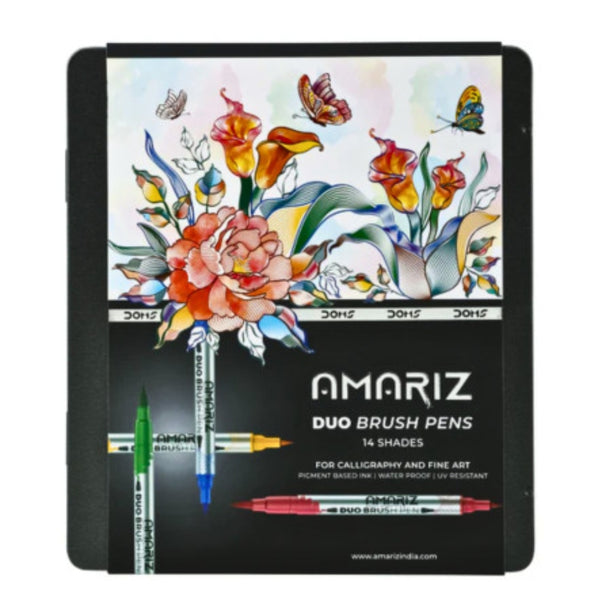 Doms Amariz Duo Brush Pens tin box, 14 shades