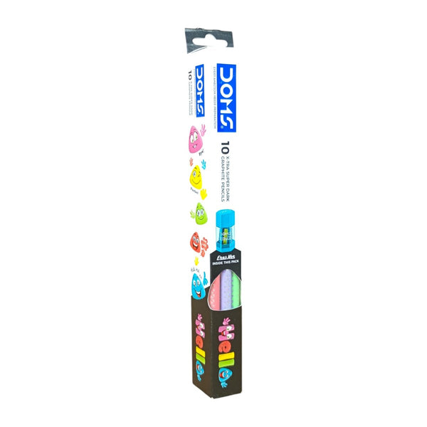 Pack of ten DOMS Hello pastel glitter pencils with dark lead