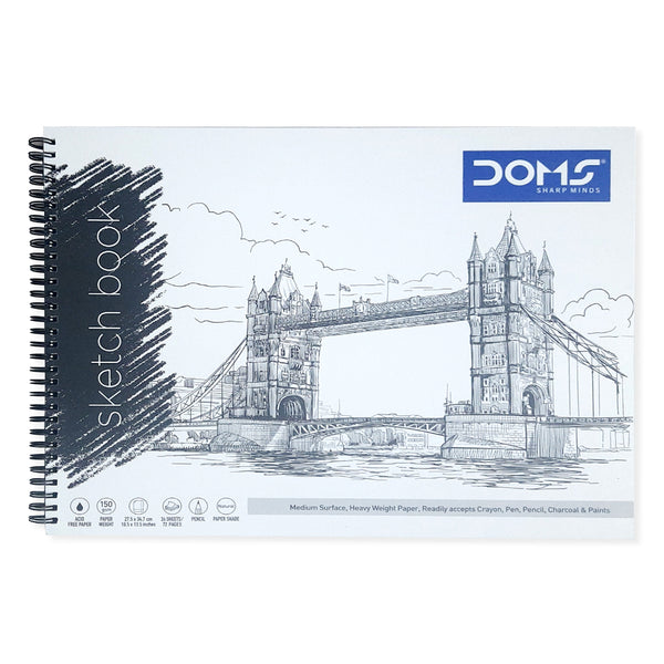 Doms A3 spiral bound sketch book with 72 unruled pages