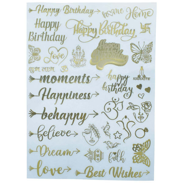 Jags A5 metallic sticker sheet, happy quotes design