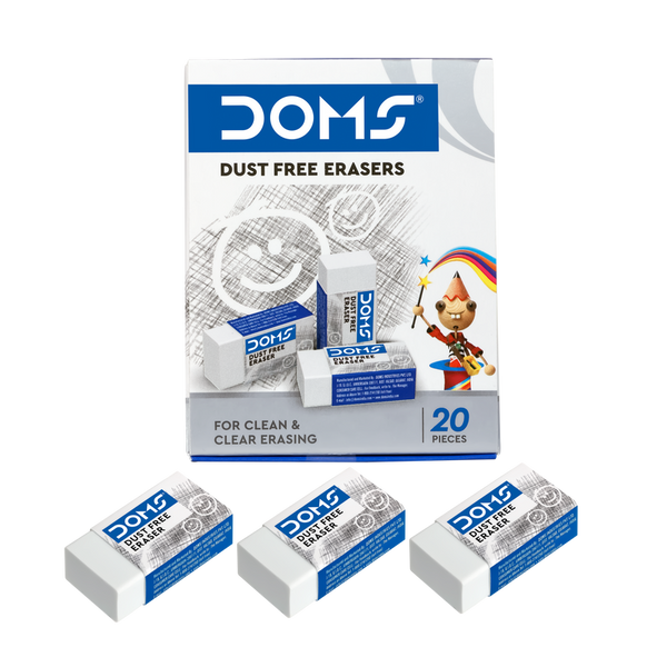Pack of 20 Doms dust free erasers, non-toxic white erasers