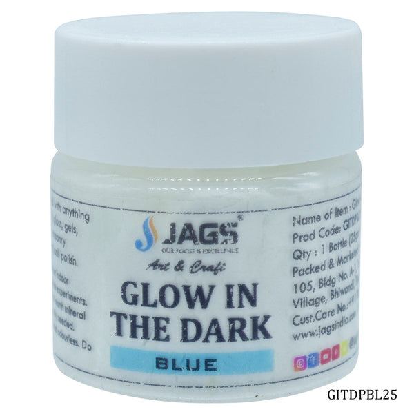 Jar of blue glow in the dark craft pigment powder