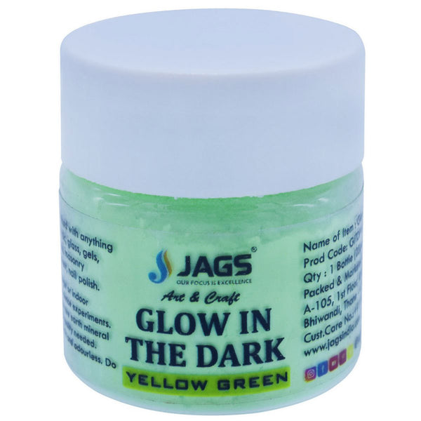 Jar of yellow green glow in the dark craft powder