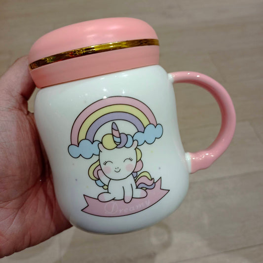 Ceramic Mug with Lid, Unicorn