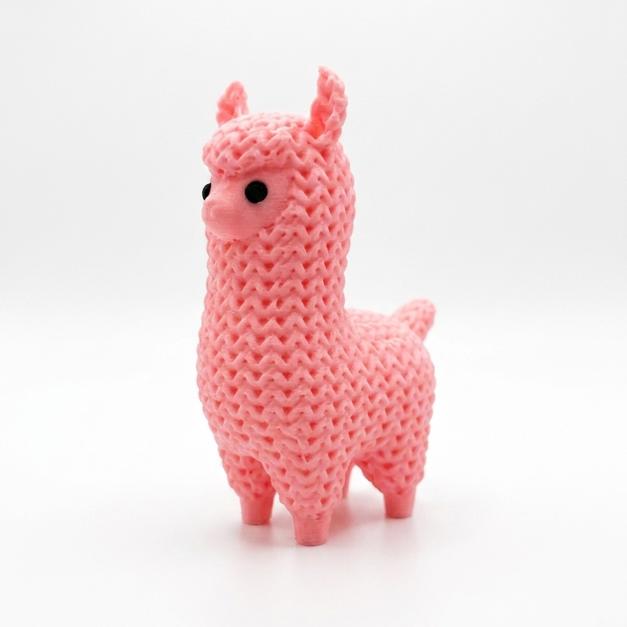 Cute Knitted Mini Llama Miniature Toy Statue, Pink