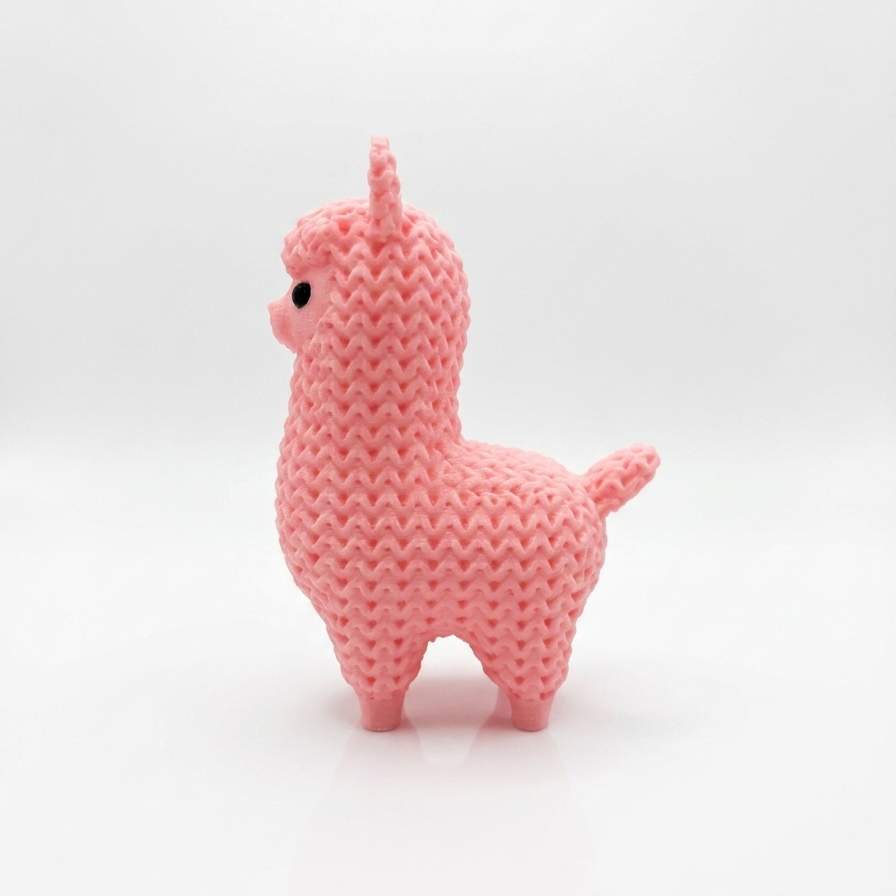 Cute Knitted Mini Llama Miniature Toy Statue, Pink