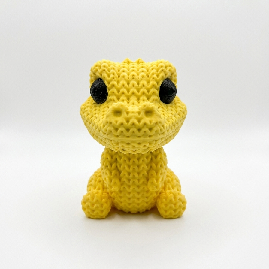Cute Knitted Dinosaur Miniature Toy Statue, Yellow