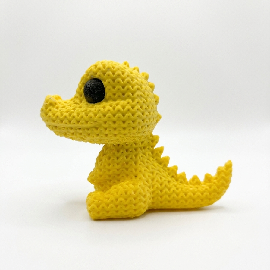 Cute Knitted Dinosaur Miniature Toy Statue, Yellow