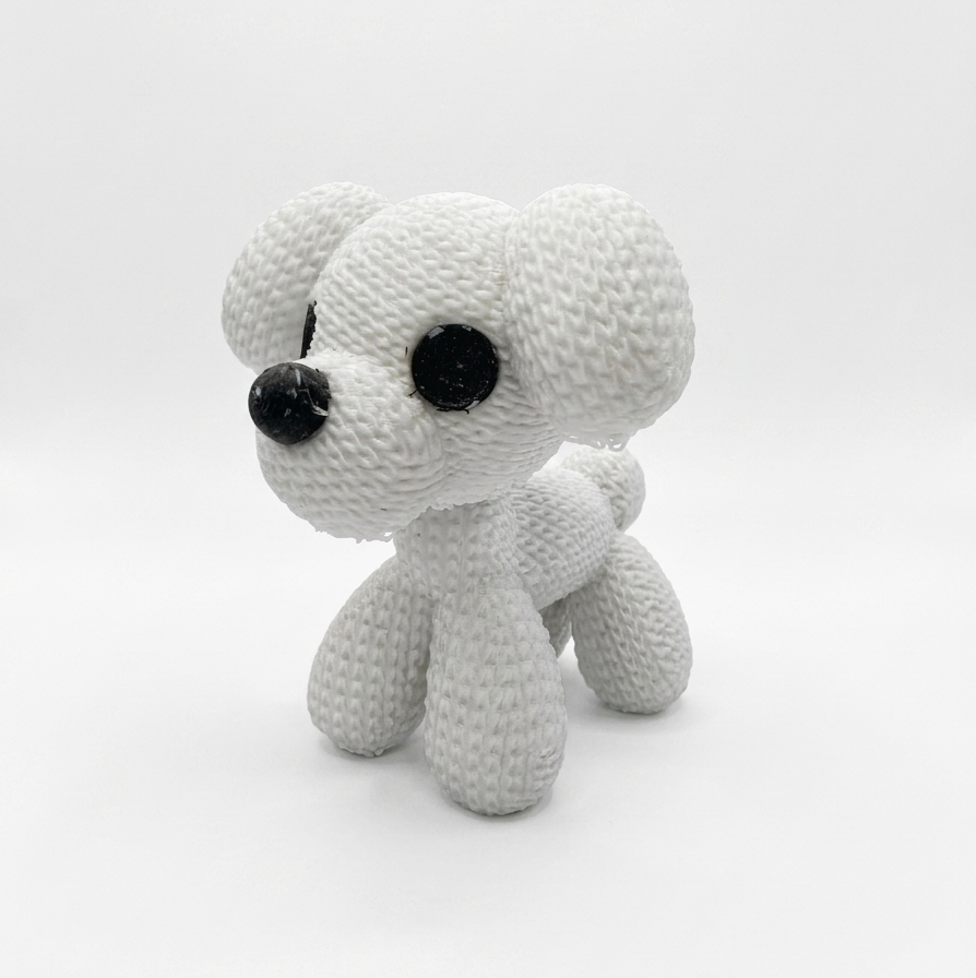 Knitted Dog Miniature Toy Statue, White