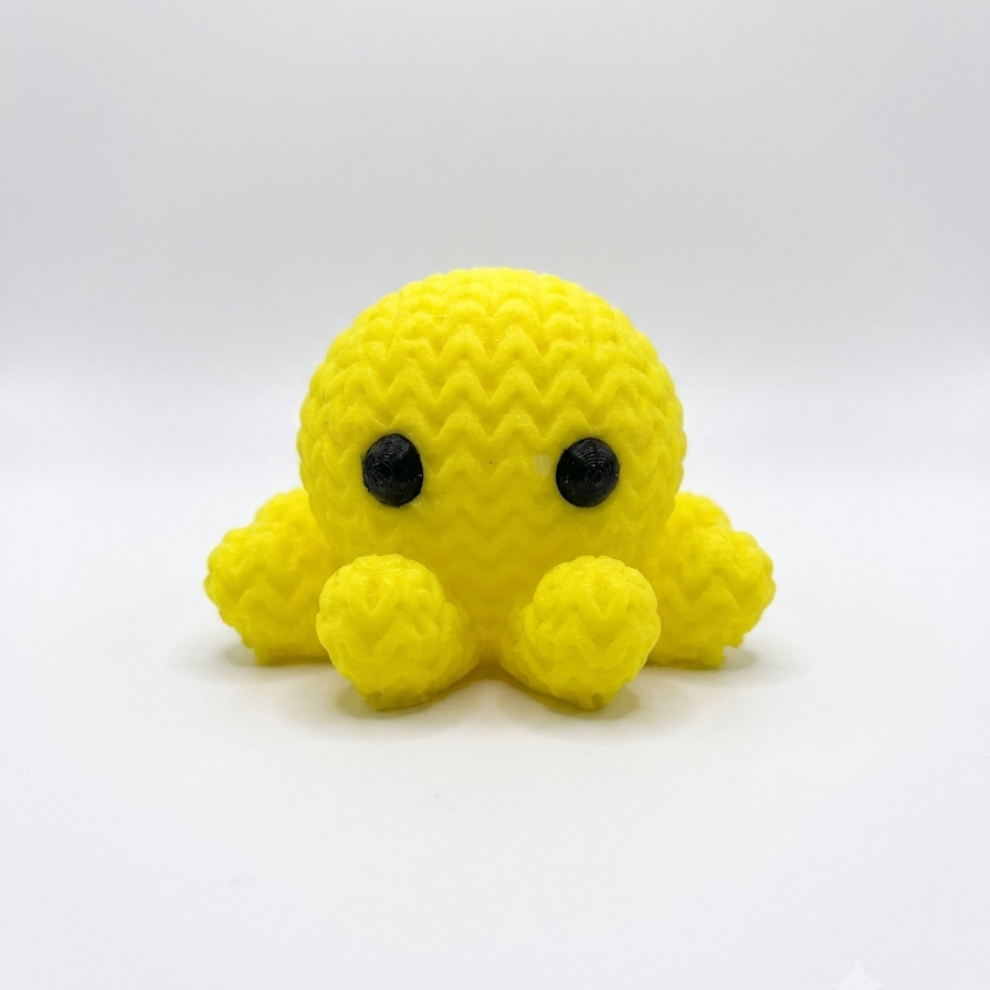 Knitted Octopus Miniature Toy Statue, Neon Yellow
