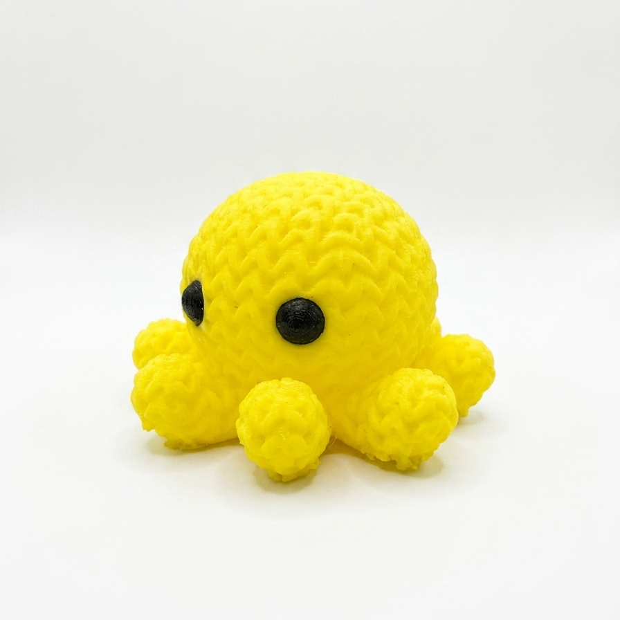 Knitted Octopus Miniature Toy Statue, Neon Yellow