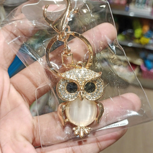 Keychain Metal Diamond Owl Golden