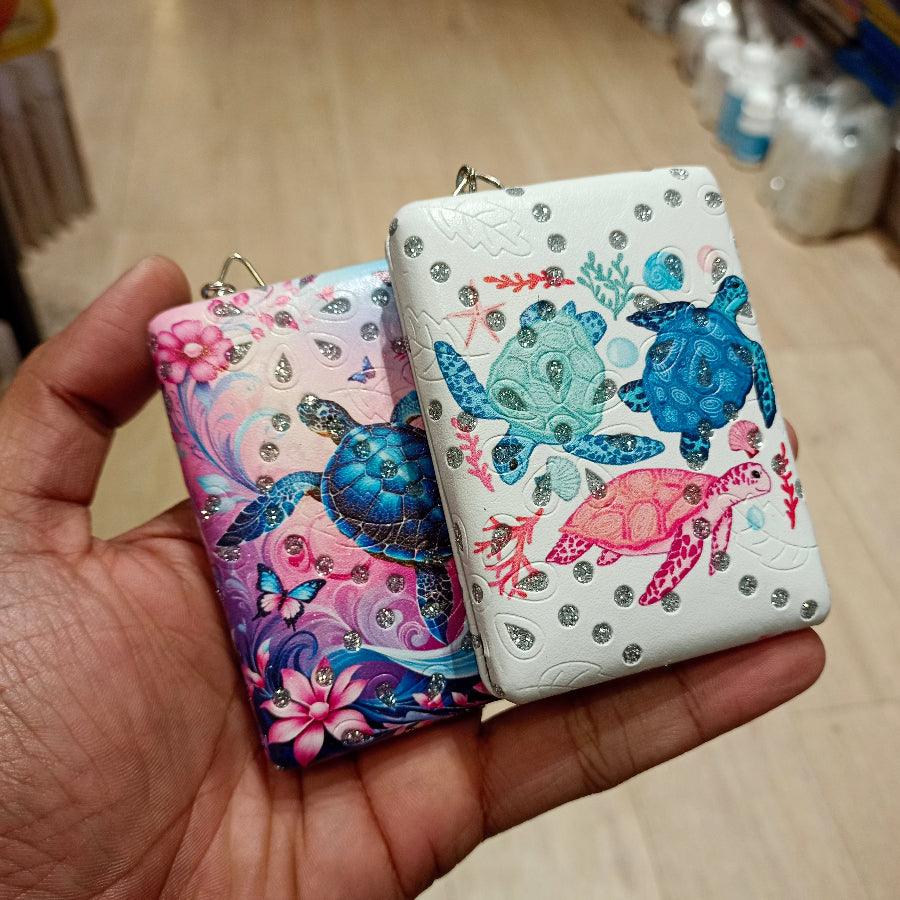 Keychain Dual Mirror Rectangle Turtle