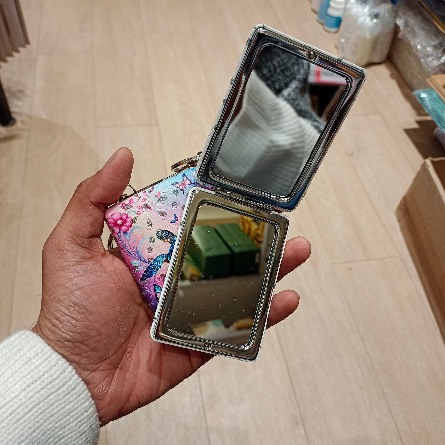 Keychain Dual Mirror Rectangle Turtle