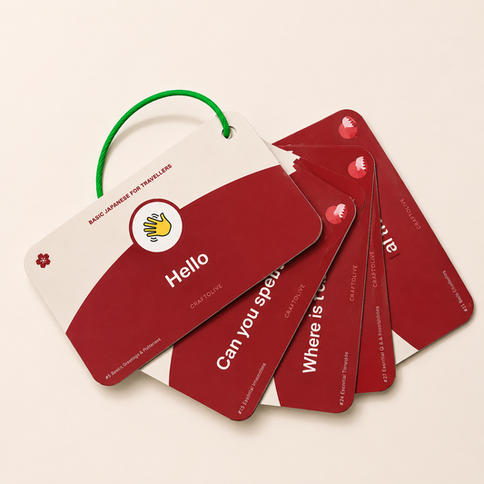 Japanese travel flashcards deck with phrase cards