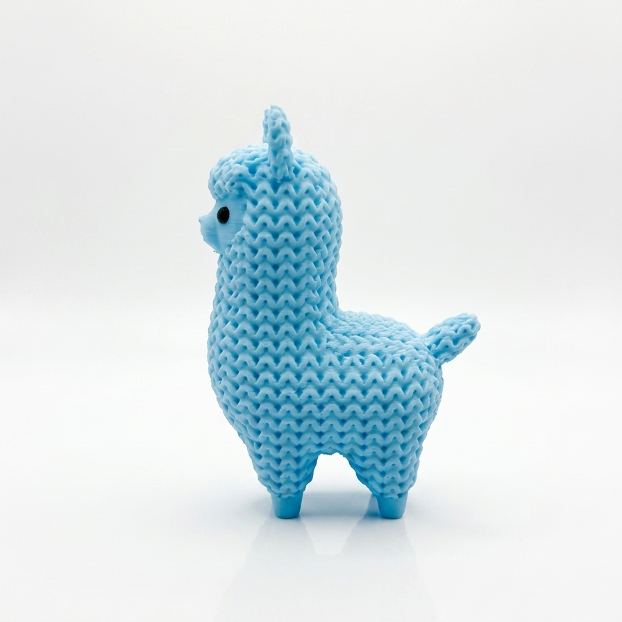 Cute Knitted Mini Llama Miniature Toy Statue, Pastel Blue