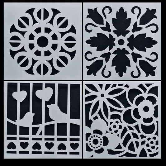 Jags DIY Plastic Stencils 6x6 inches 4pc #JSP607